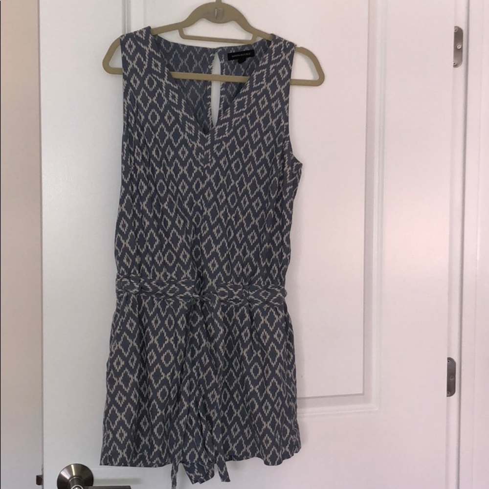 Blue and white shorts romper